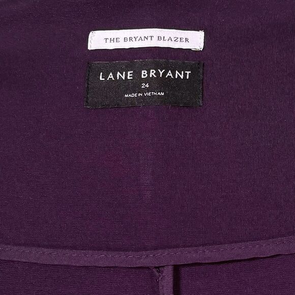 Lane Bryant Womens Blazer 24 Purple Double Breasted Gold Button Stretch Jacket - Picture 3 of 9